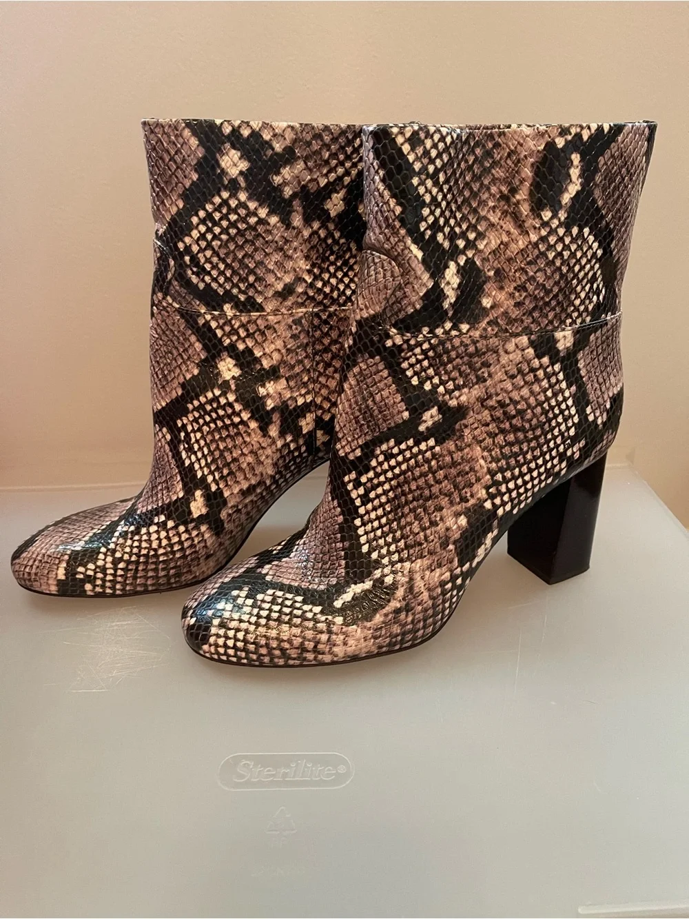 Tory Burch Snake-Print Leather Ankle Boots Booties 8.5 M